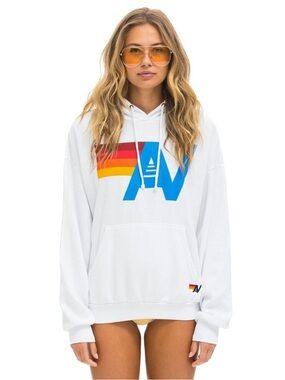 Aviator Nation Logo Pullover Hoodie in White